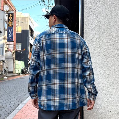 画像3: 【送料無料】BLUCO ブルコ ヘビーフランネルチェックシャツ -BUFFALO- NAVY