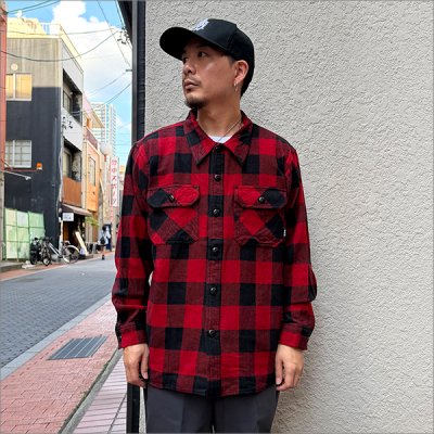 画像2: 【送料無料】BLUCO ブルコ ヘビーフランネルチェックシャツ -BLOCK- RED