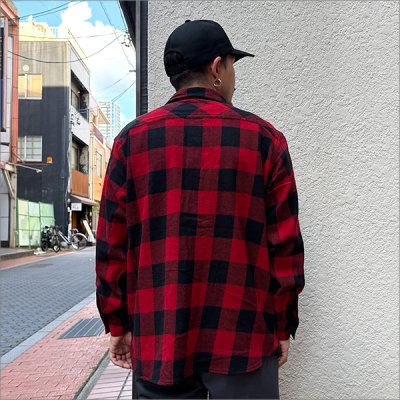 画像3: 【送料無料】BLUCO ブルコ ヘビーフランネルチェックシャツ -BLOCK- RED