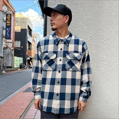 画像2: 【送料無料】BLUCO ブルコ ヘビーフランネルチェックシャツ -BLOCK- NAVY