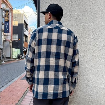画像3: 【送料無料】BLUCO ブルコ ヘビーフランネルチェックシャツ -BLOCK- NAVY
