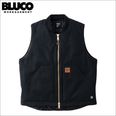 画像1: 【送料無料】BLUCO ブルコ リブカラー ダックベスト BLACK