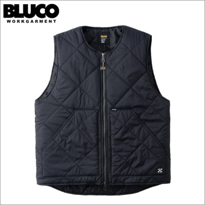 画像1: 【送料無料】BLUCO ブルコ ナイロンリップ キルティングベスト BLACK