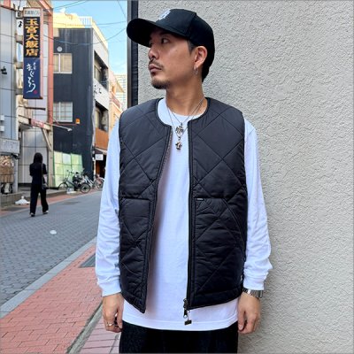 画像2: 【送料無料】BLUCO ブルコ ナイロンリップ キルティングベスト BLACK