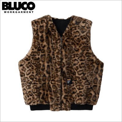 画像1: 【送料無料】BLUCO ブルコ リバーシブルファーベスト LEOPARD/BLACK