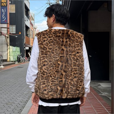 画像4: 【送料無料】BLUCO ブルコ リバーシブルファーベスト LEOPARD/BLACK