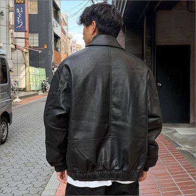 画像3: 【送料無料】BLUCO ブルコ シンセティックレザー ボンバージャケット BLACK