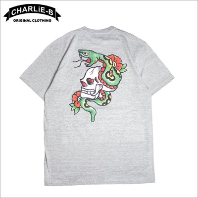 画像1:  【20%OFF】CharlieB チャーリービー Skull & Snake Tシャツ GRAY