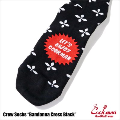 画像3: COOKMAN クックマン Crew Socks BANDANNA CROSS BLACK