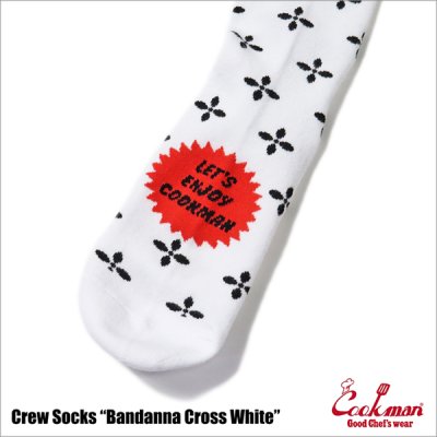 画像3: COOKMAN クックマン Crew Socks BANDANNA CROSS WHITE