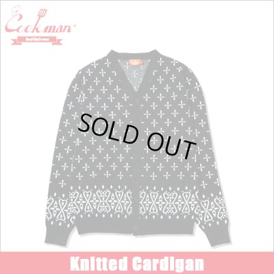 画像1: 【送料無料】COOKMAN クックマン Knitted Cardigan Bandanna Cross BLACK