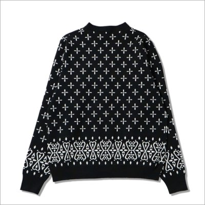 画像2: 【送料無料】COOKMAN クックマン Knitted Cardigan Bandanna Cross BLACK