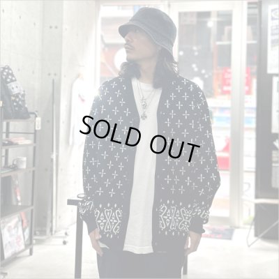 画像3: 【送料無料】COOKMAN クックマン Knitted Cardigan Bandanna Cross BLACK