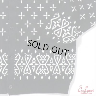 画像5: 【送料無料】COOKMAN クックマン Knitted Cardigan Bandanna Cross BLACK