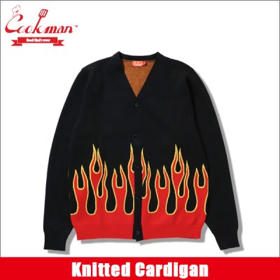 画像1: 【送料無料】COOKMAN クックマン Knitted Cardigan Flame BLACK