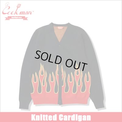 画像1: 【送料無料】COOKMAN クックマン Knitted Cardigan Flame BLACK