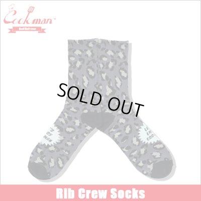 画像1: COOKMAN クックマン Rib Crew Socks Black Leopard