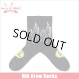 COOKMAN クックマン Rib Crew Socks Flame BLACK/BLACK