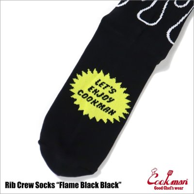 画像3: COOKMAN クックマン Rib Crew Socks Flame BLACK/BLACK