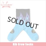 COOKMAN クックマン Rib Crew Socks Flame BLACK/BLUE