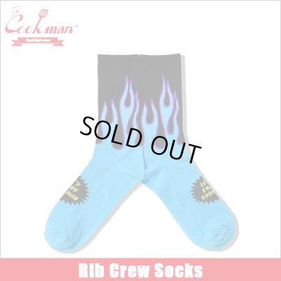 画像1: COOKMAN クックマン Rib Crew Socks Flame BLACK/BLUE