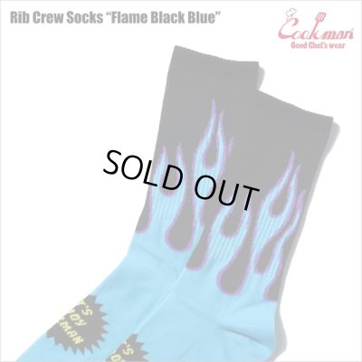 画像2: COOKMAN クックマン Rib Crew Socks Flame BLACK/BLUE