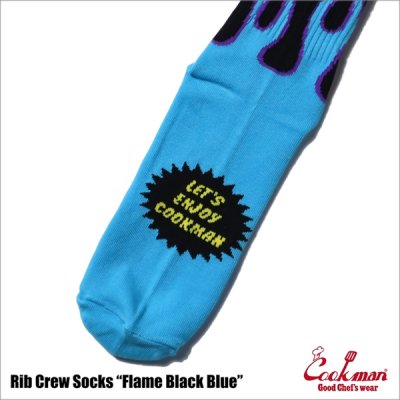 画像3: COOKMAN クックマン Rib Crew Socks Flame BLACK/BLUE