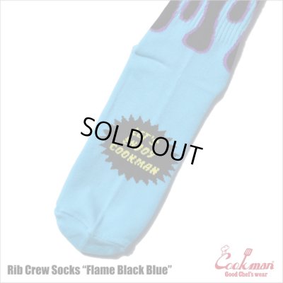 画像3: COOKMAN クックマン Rib Crew Socks Flame BLACK/BLUE