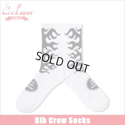 画像1: COOKMAN クックマン Rib Crew Socks Afterburner WHITE/BLACK