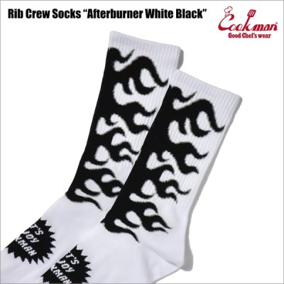 画像2: COOKMAN クックマン Rib Crew Socks Afterburner WHITE/BLACK