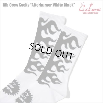画像2: COOKMAN クックマン Rib Crew Socks Afterburner WHITE/BLACK