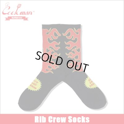 画像1: COOKMAN クックマン Rib Crew Socks Afterburner BLACK/RED