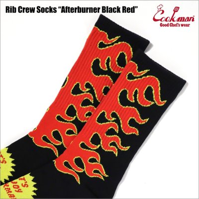 画像2: COOKMAN クックマン Rib Crew Socks Afterburner BLACK/RED