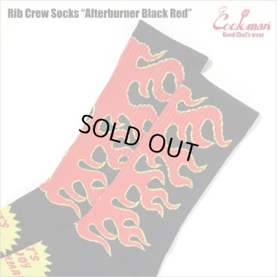 画像2: COOKMAN クックマン Rib Crew Socks Afterburner BLACK/RED