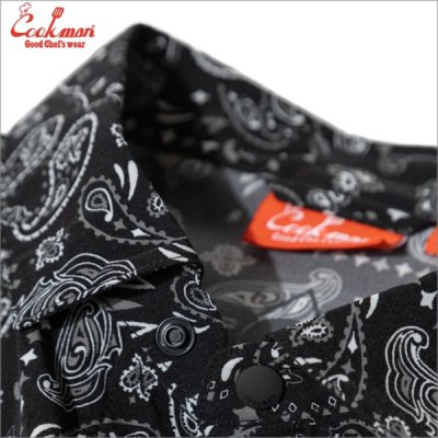 画像4: 【送料無料】COOKMAN クックマン S/Sワークシャツ Light Paisley BLACK