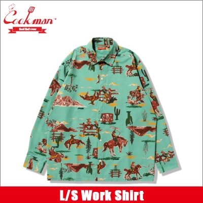 画像1: 【送料無料】COOKMAN クックマン L/Sワークシャツ Western L.BLUE