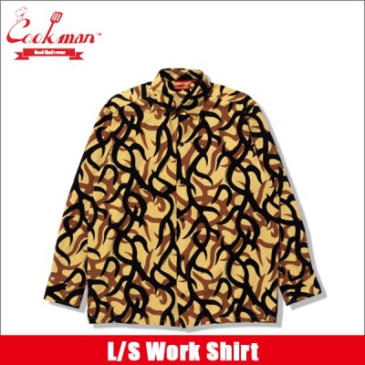 画像1: 【送料無料】COOKMAN クックマン L/Sワークシャツ Tribal Camo BEIGE