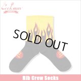 COOKMAN クックマン Rib Crew Socks Flame Black Yellow