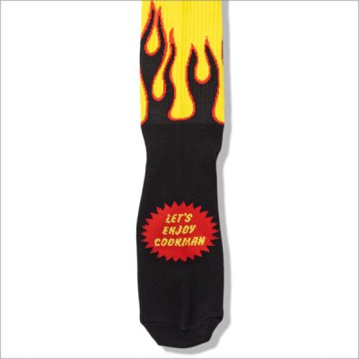 画像3: COOKMAN クックマン Rib Crew Socks Flame Black Yellow