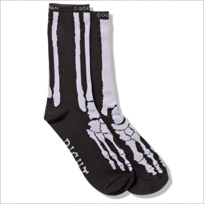画像2: COOKMAN クックマン Rib Crew Socks Bone Black