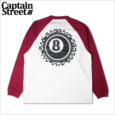 画像1: CAPTAIN STREET 8Ball Raglan L/S Tシャツ BURGUNDY キャプテンストリート