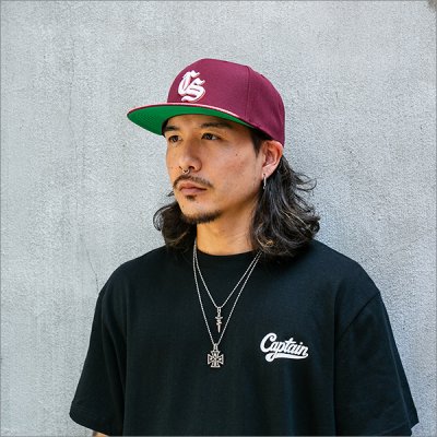 画像2: CAPTAIN STREET Old CS スナップバックキャップ BURGUNDY キャプテンストリート
