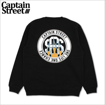 画像1: 【送料無料】CAPTAIN STREET Flame eighty クルーネックスウェット BLACK キャプテンストリート