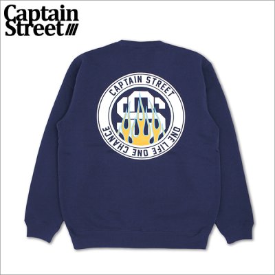 画像1: 【送料無料】CAPTAIN STREET Flame eighty クルーネックスウェット INDIGO キャプテンストリート