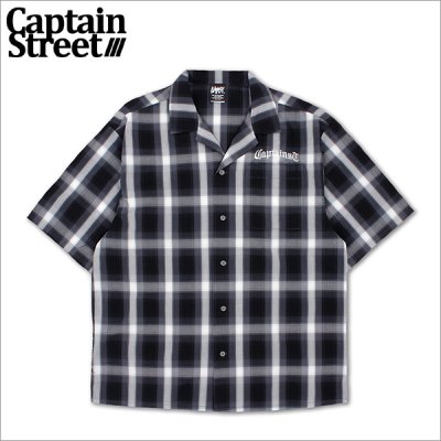 画像1: 【送料無料】CAPTAIN STREET CRN Logo S/Sチェックシャツ BLACK キャプテンストリート