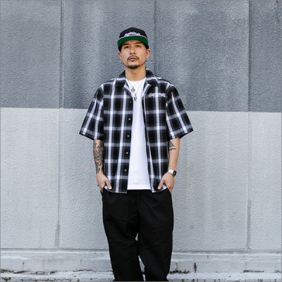 画像3: 【送料無料】CAPTAIN STREET CRN Logo S/Sチェックシャツ BLACK キャプテンストリート