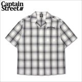 【送料無料】CAPTAIN STREET CRN Logo S/Sチェックシャツ WHITE キャプテンストリート