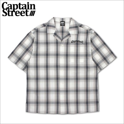 画像1: 【送料無料】CAPTAIN STREET CRN Logo S/Sチェックシャツ WHITE キャプテンストリート
