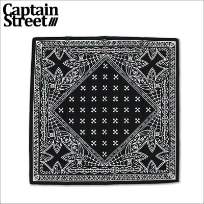 画像1: CAPTAIN STREET BANDANA BLACK キャプテンストリート
