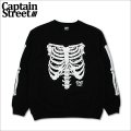 【送料無料】CAPTAIN STREET Bone クルーネックスウェット BLACK キャプテンストリート
